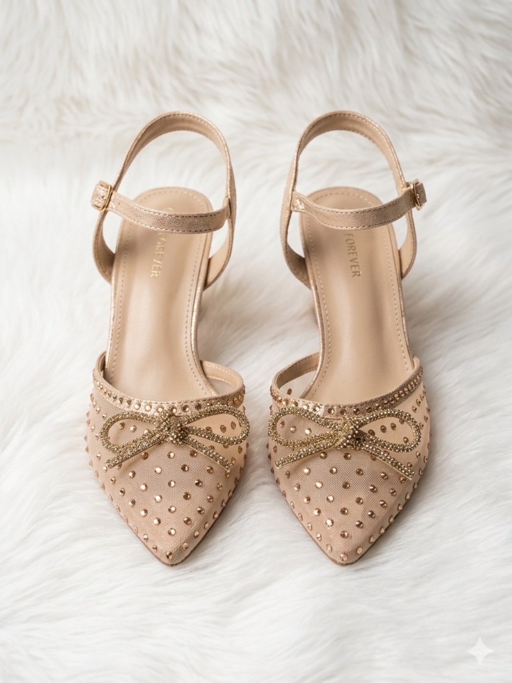 Champagne Rhinestone Bow Pump